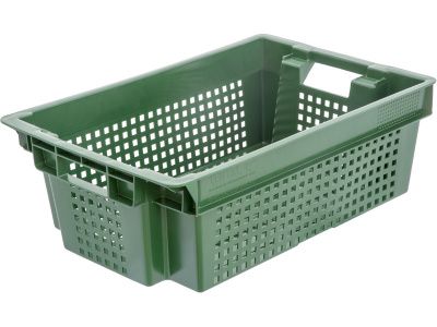 Ящик перфорированный 600×400×200, арт.: 102, объём 37, зелёный, код: 00338