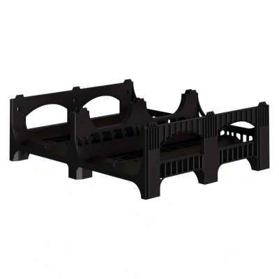 Пластиковый паллет BottleRack 1200х1000х380 мм чёрный ЭКО перфорированный на ножках с бортиком для бутылей