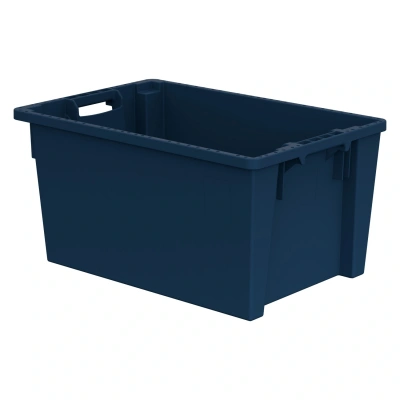 Поворотно-вкладываемый контейнер INSTORE KD-6430.1 600х400х300 мм синий индиго со сплошным дном