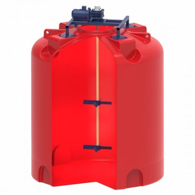Емкость для КАС Экопром TR 10000 л красная с лопастной двухъярусной Ж-Ж мешалкой