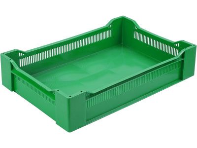 Ящик перфорированный 600×400×135, арт.: 120, объём 32.4, зелёный, код: 04240