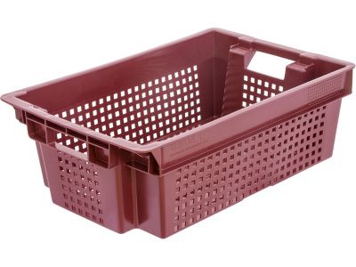 Ящик перфорированный 600×400×200, арт.: 102, объём 37, красный, код: 00339