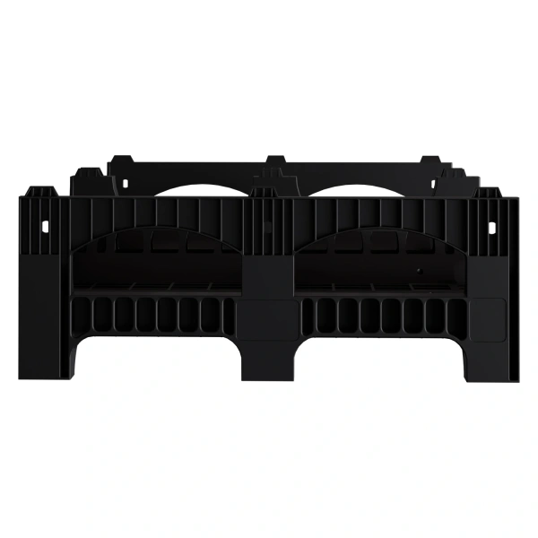 Пластиковый паллет BottleRack 1200х1000х380 мм чёрный ЭКО перфорированный на ножках с бортиком для бутылей