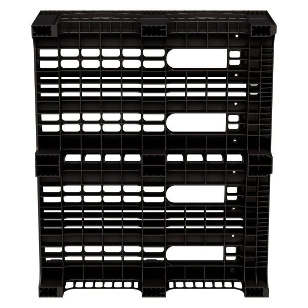 Пластиковый паллет BottleRack 1200х1000х380 мм чёрный ЭКО перфорированный на ножках с бортиком для бутылей