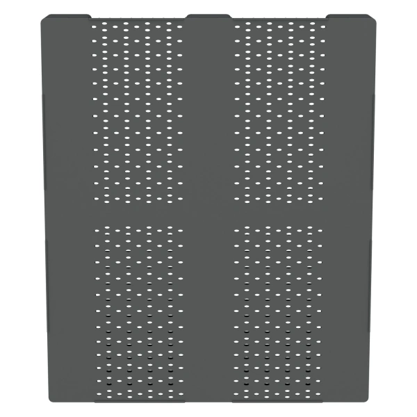 Пластиковый паллет 1200x1000x150 мм серый перфорированный на 3-х полозьях с бортиком
