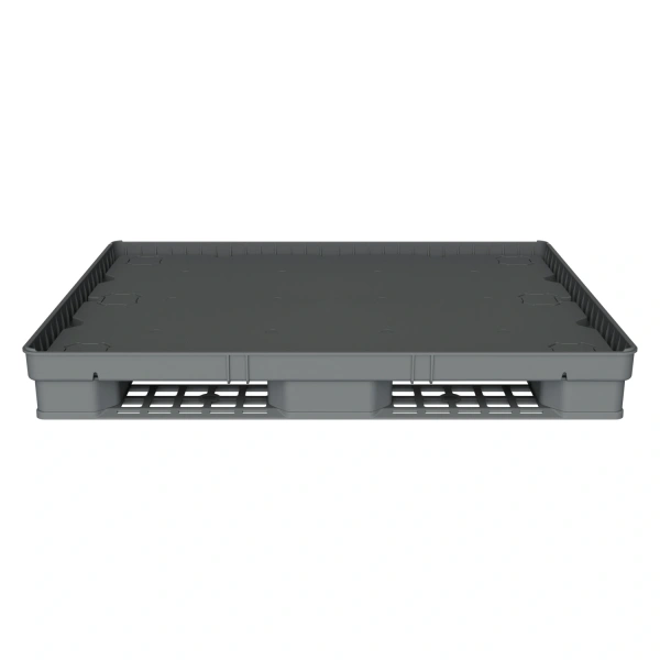 Пластиковый паллет 1470x1140x180 мм серый сплошной на 3-х полозьях