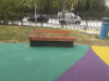 Скамейка стальная «Wood Bench» с USB-входами 3,0 м (две спинки)