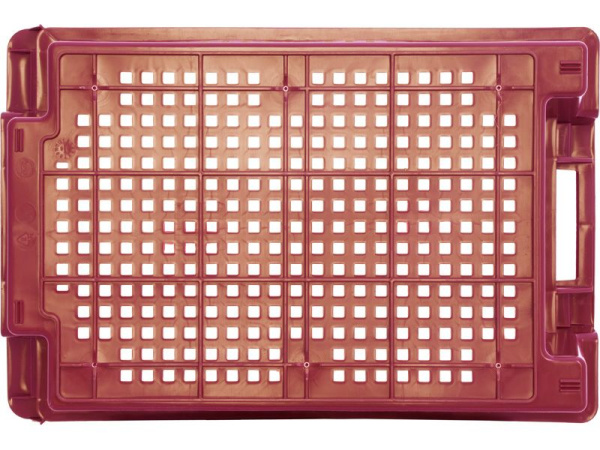 Ящик перфорированный 600×400×200, арт.: 102, объём 37, красный, код: 00339
